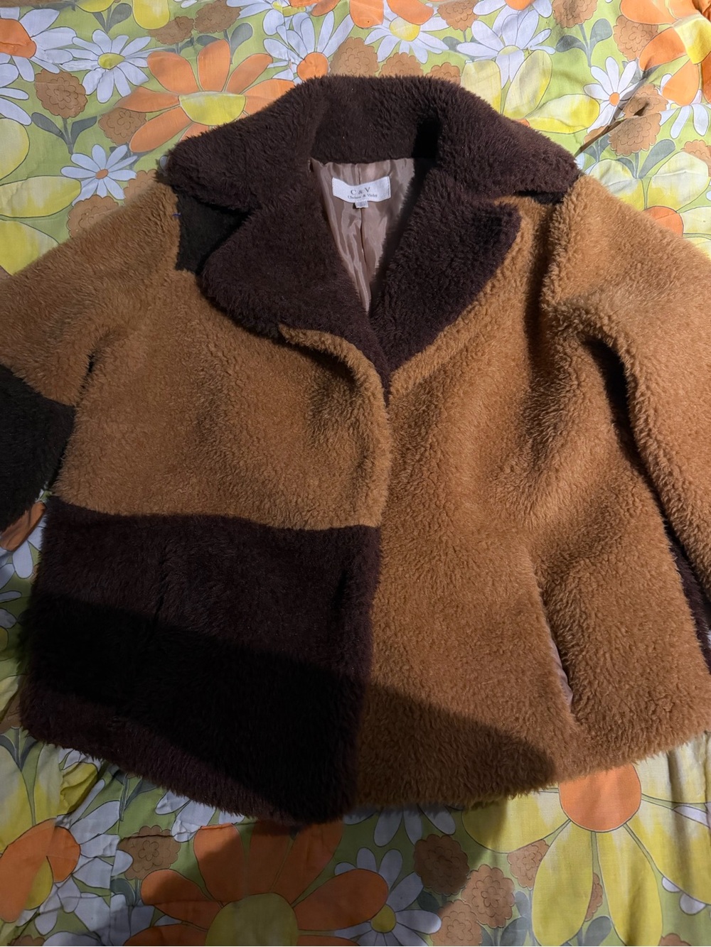 Chelsea & Violet teddy fur coat featuring